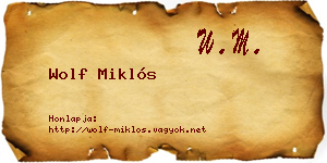 Wolf Miklós névjegykártya